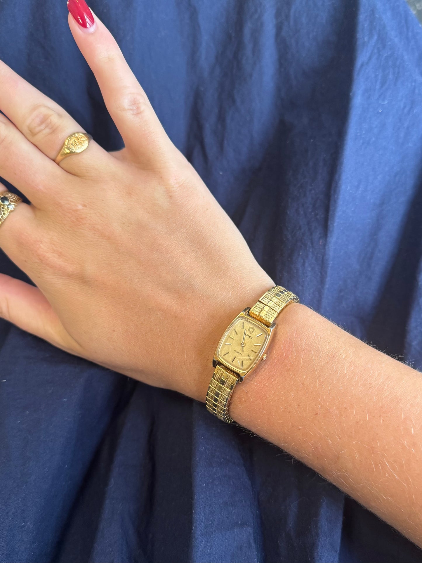Vintage Gold Timex Stretch Band Watch