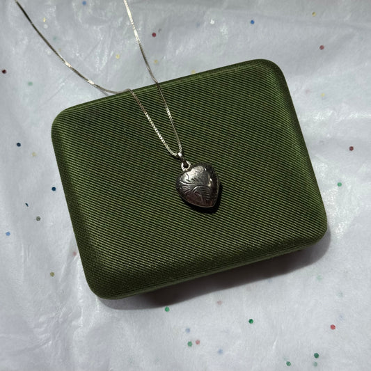 Vintage Sterling Silver Heart Locket Necklace