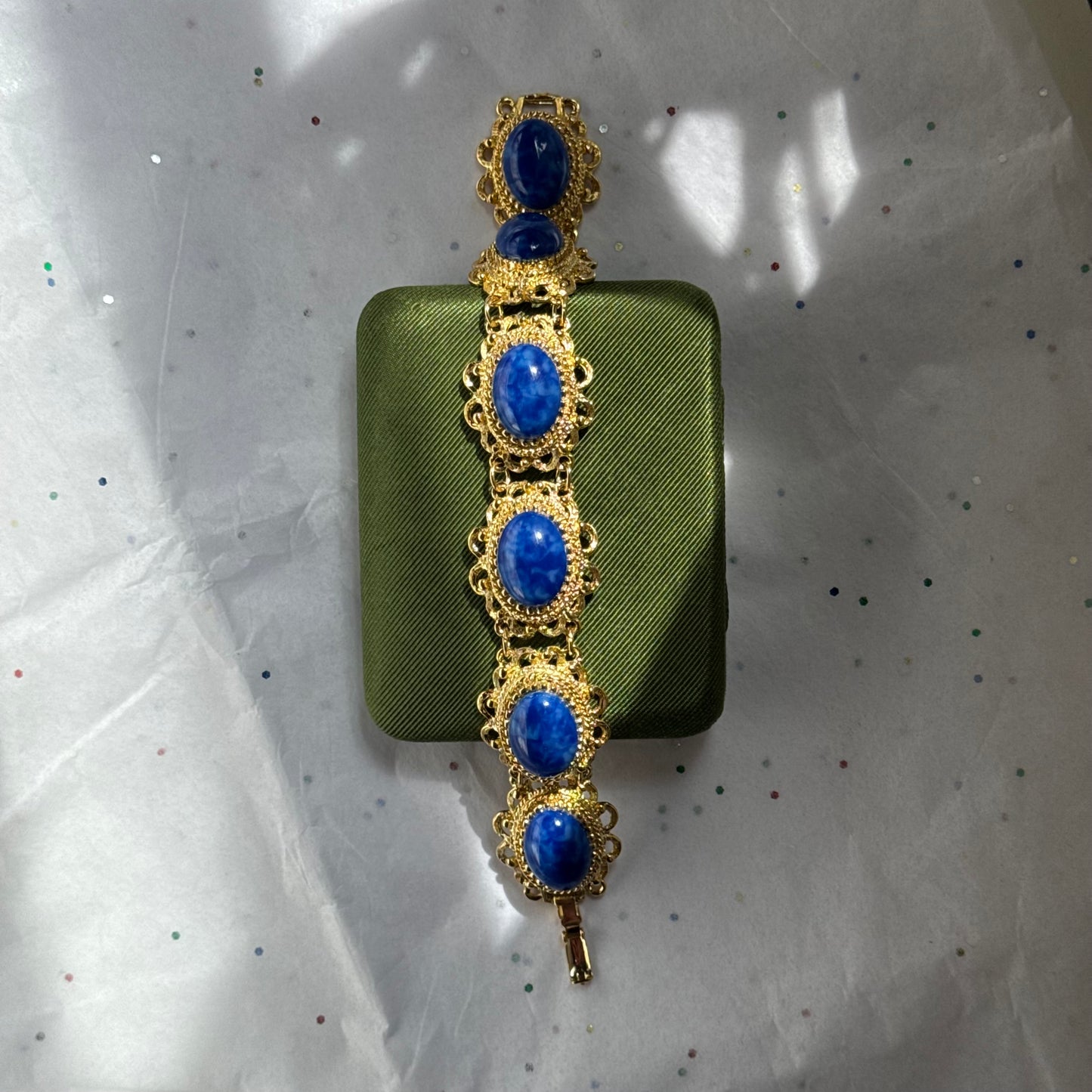 Vintage Blue Stone Gold Bracelet