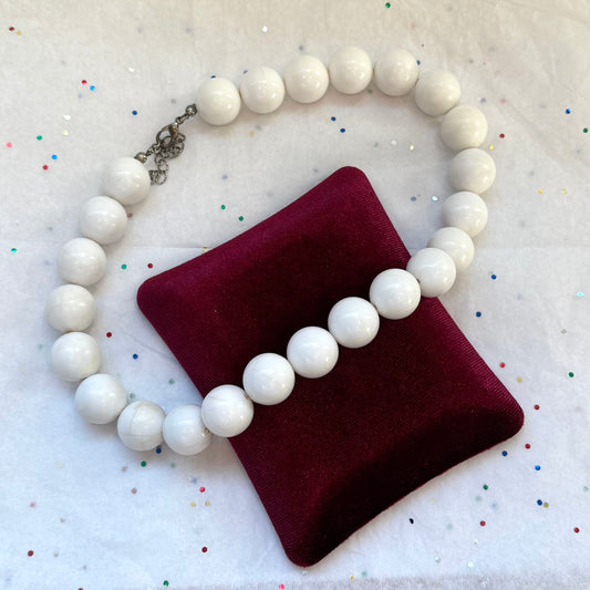 Vintage White Beaded Necklace - Sourced in Paris