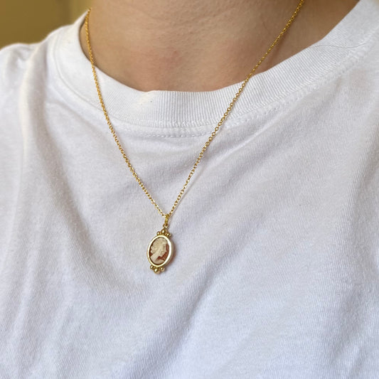 Vintage Gold Cameo Necklace - Sourced in Paris