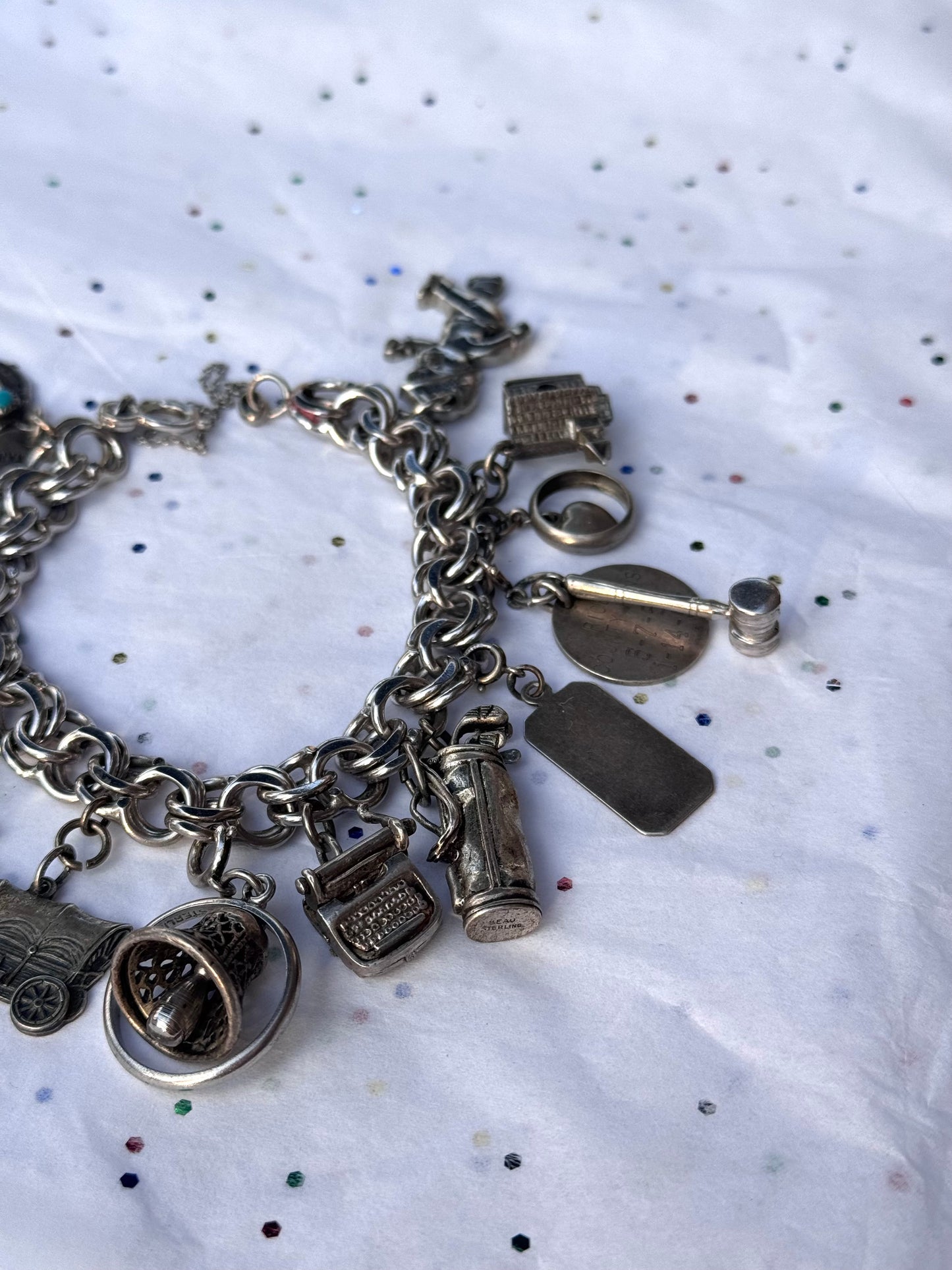 Vintage Sterling Silver Complete Charm Bracelet