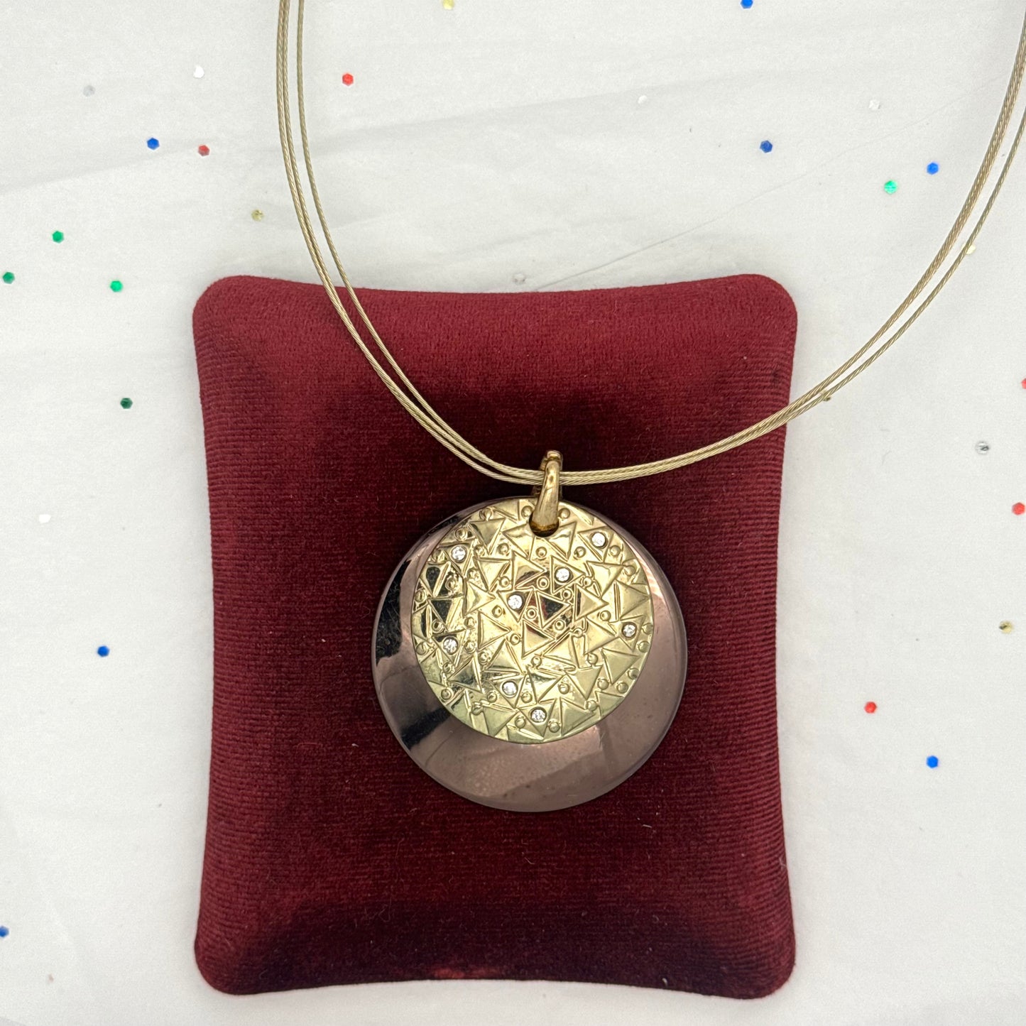 Vintage Gold Rhinestone Circle Necklace