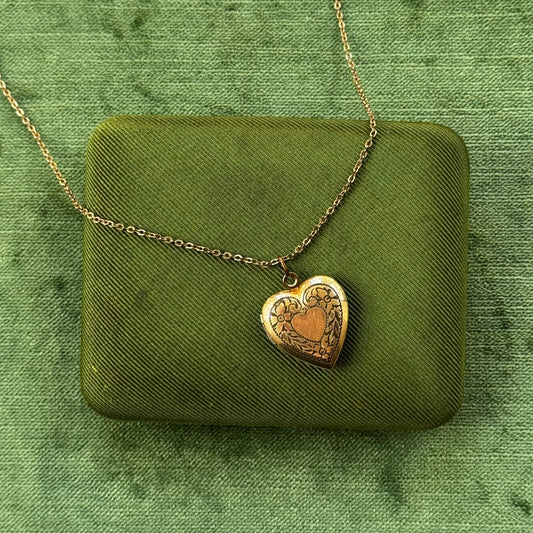 Antique Gold Filled Heart Locket Necklace