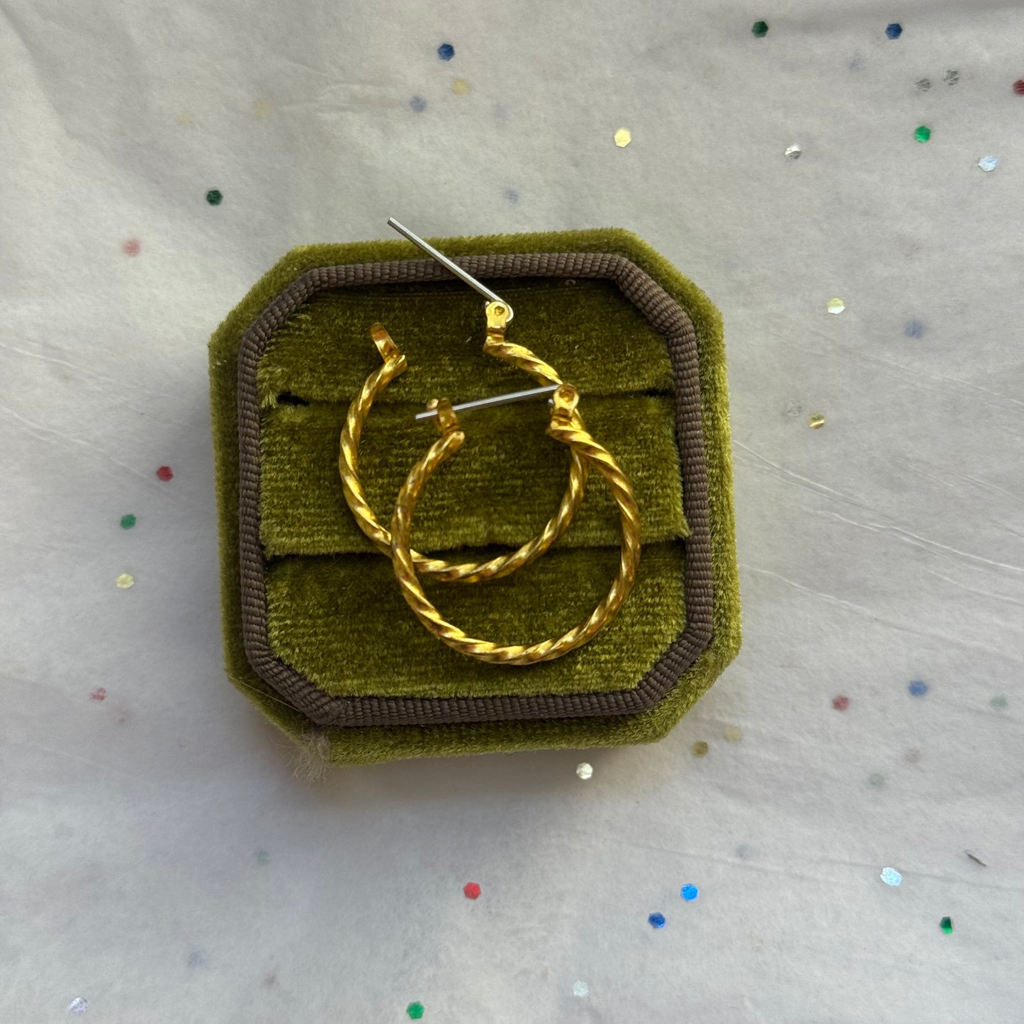 Vintage Gold Twist Hoop Earrings
