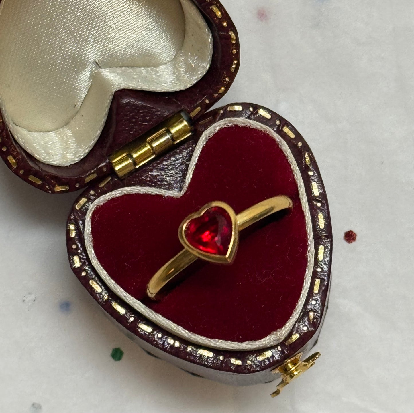 Gold Red Heart Ring