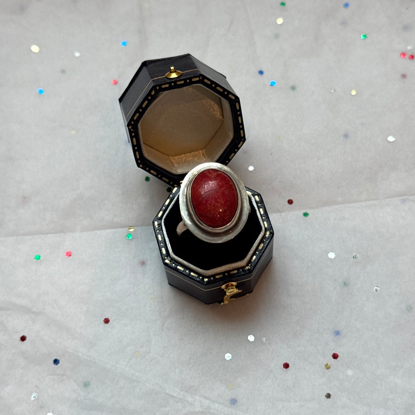 Sterling Silver Coral Ring - Sourced in Greece