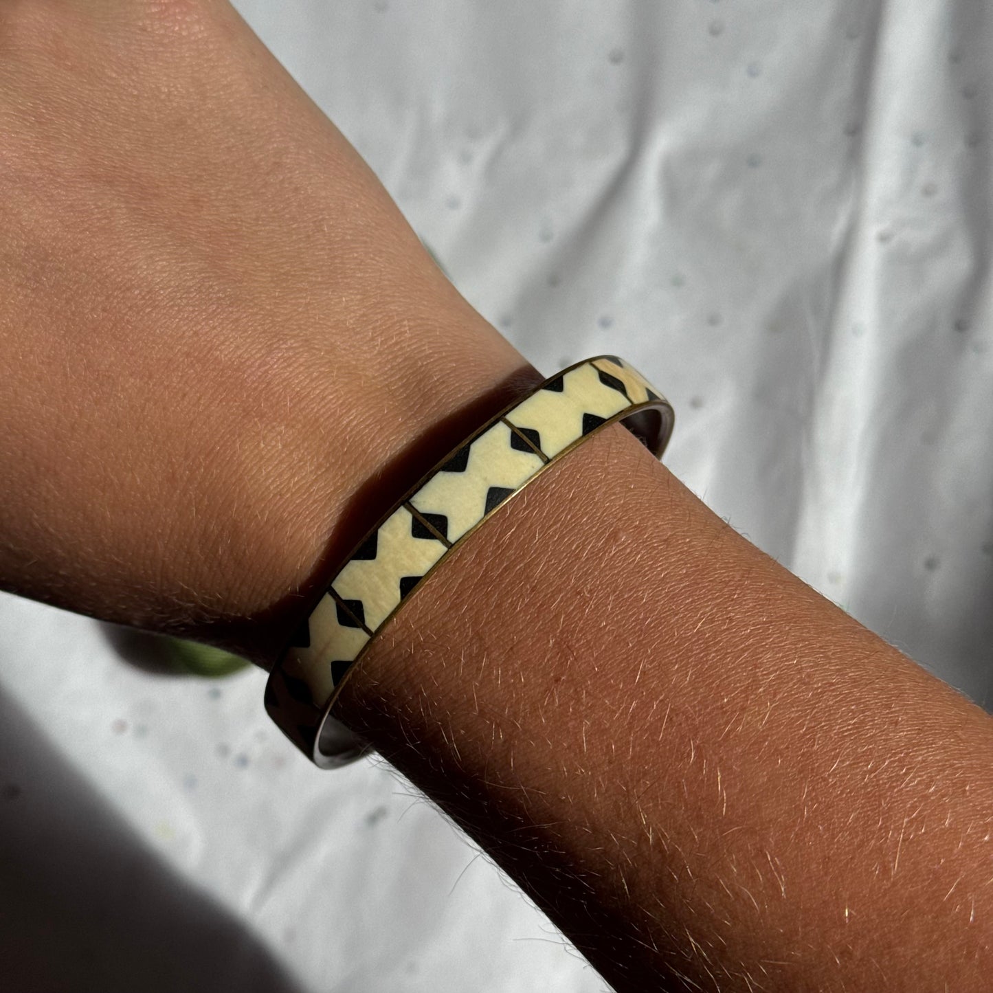 Vintage B&W Brass Bangle Bracelet