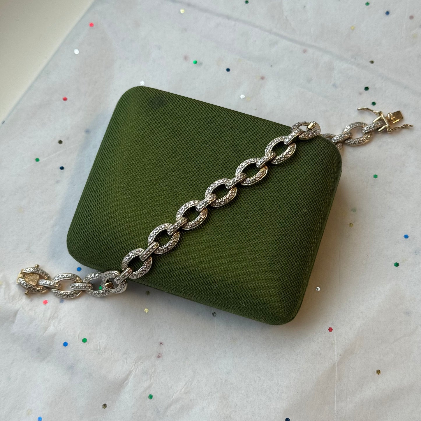 Vintage Sterling Silver Link Faux Tennis Bracelet