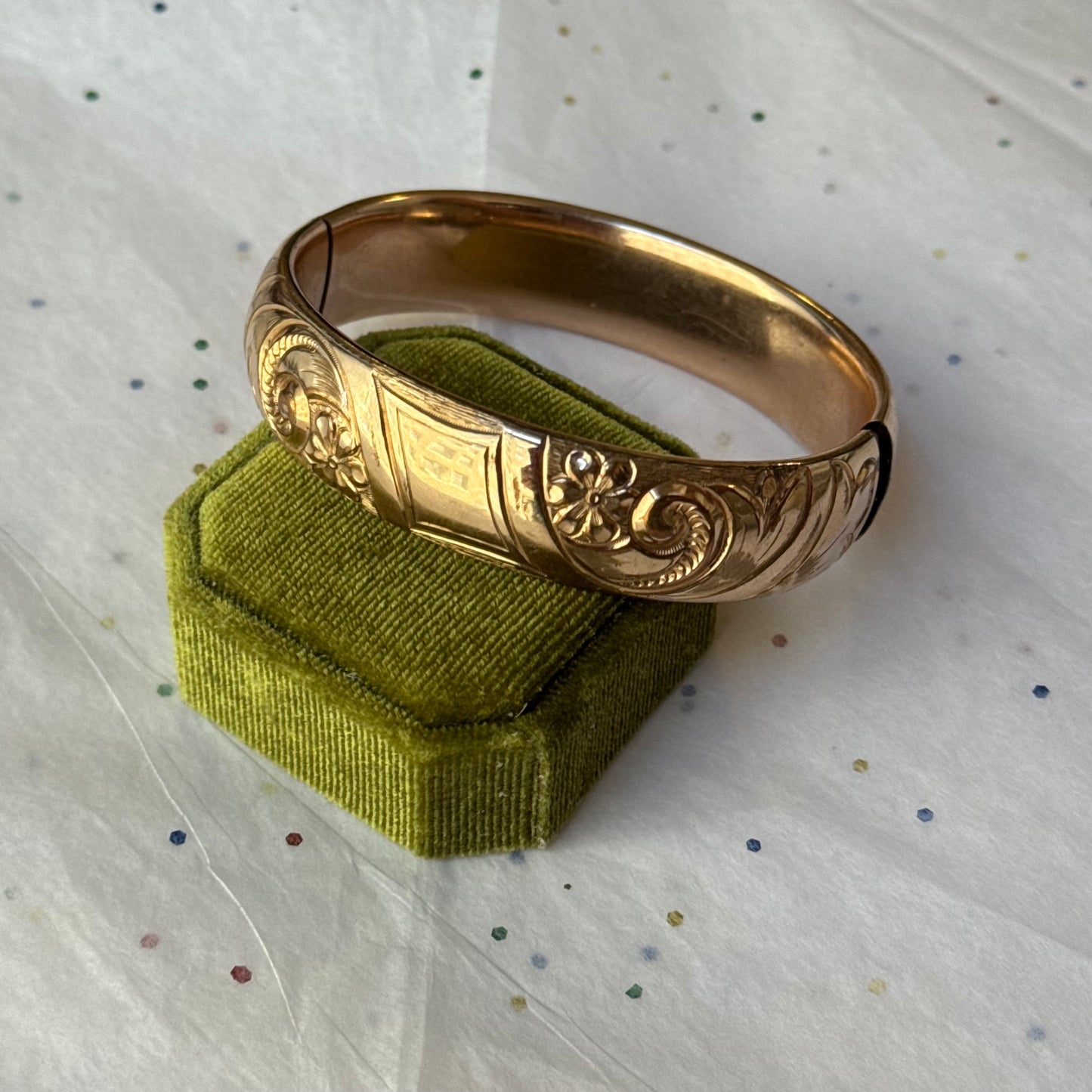 Vintage Gold Filled Engraved Gold Bangle Bracelet