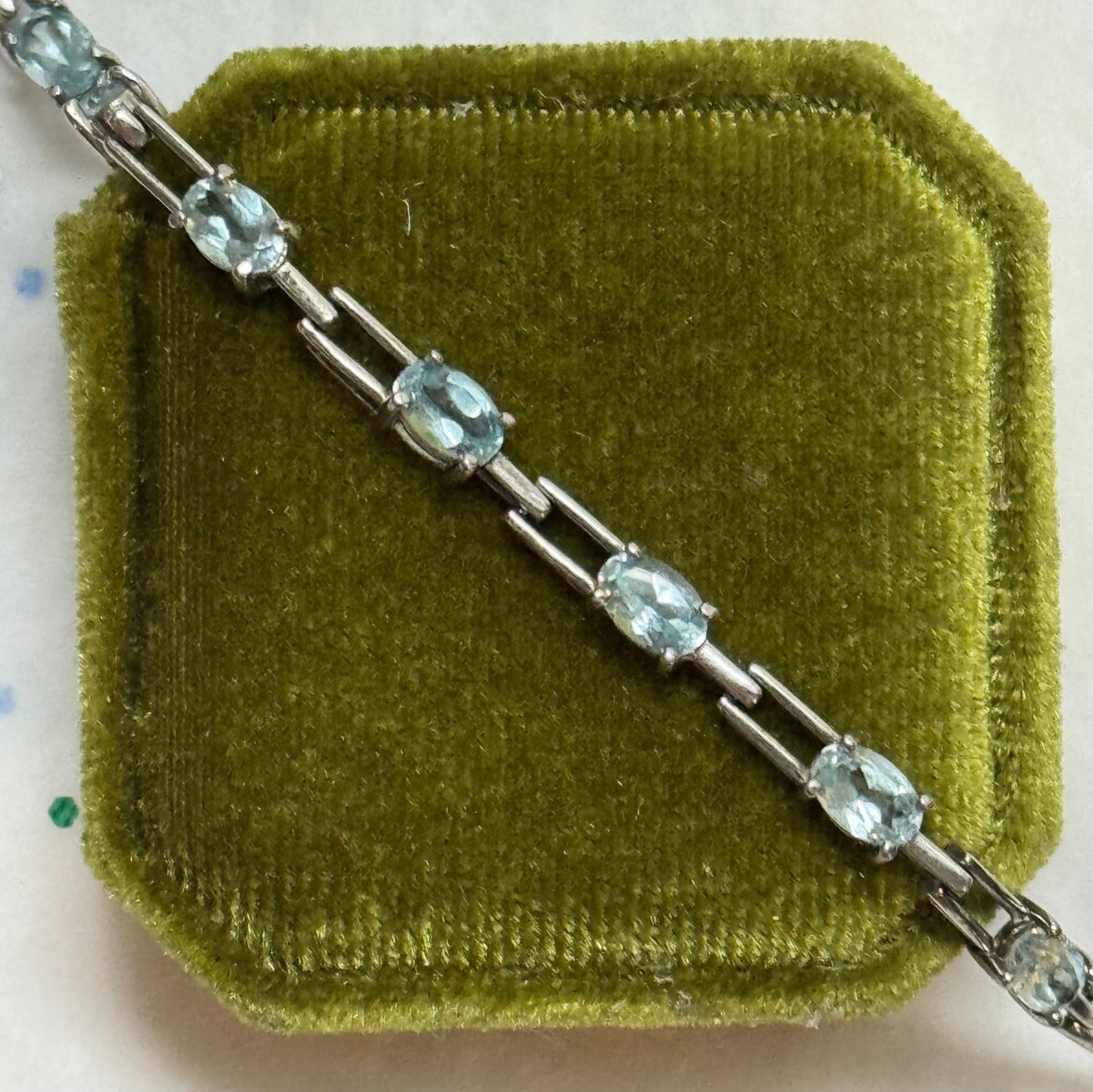 Vintage Sterling Silver & Blue Topaz Tennis Bracelet
