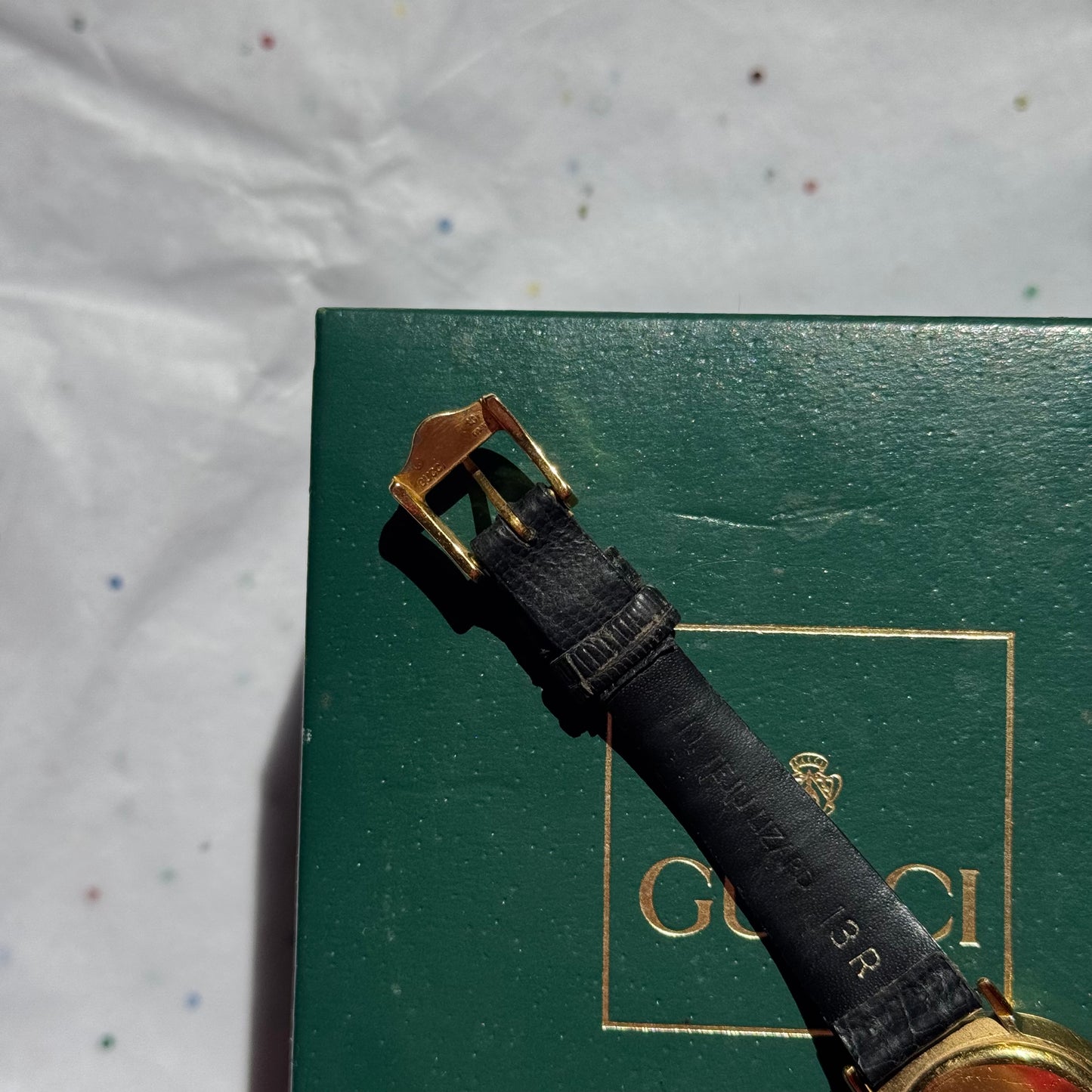 Vintage Working Black Gucci Leather Band Watch