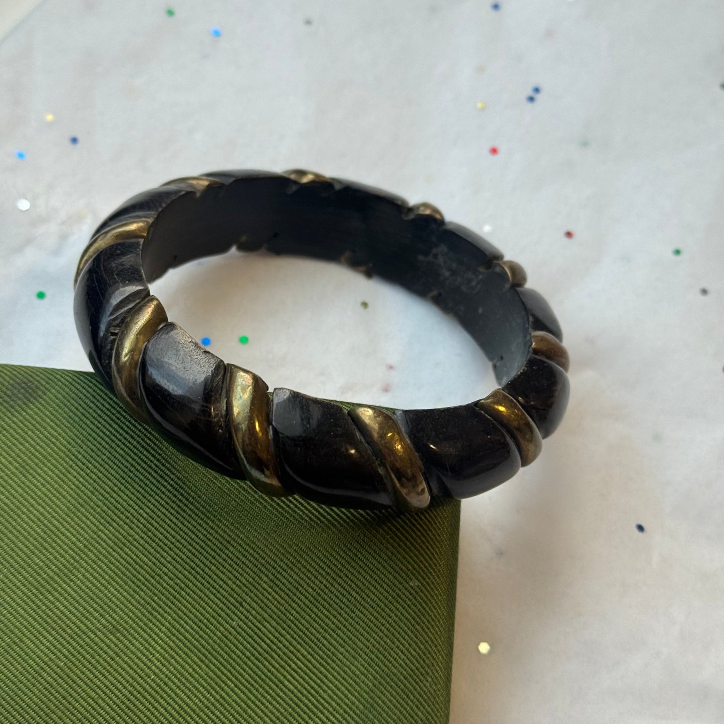 Vintage Gold & Black Bangle Bracelet