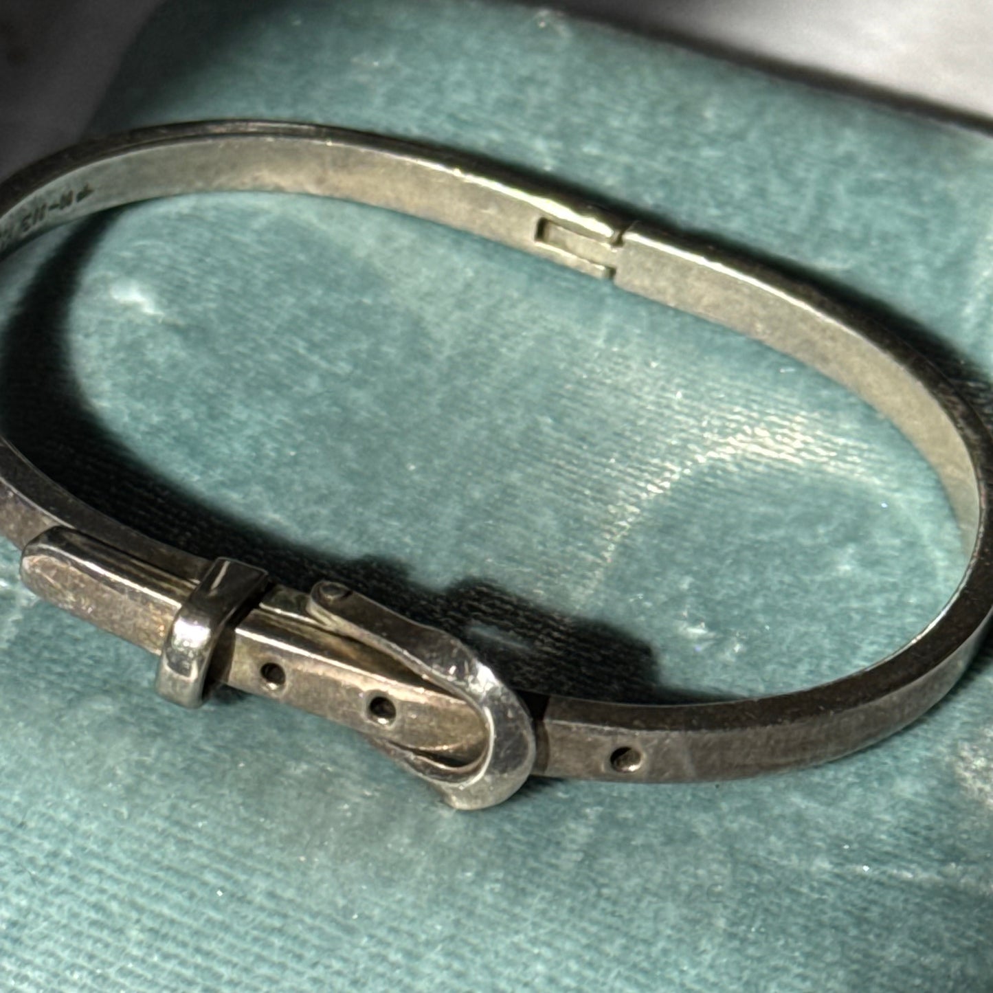 Vintage 925 Sterling Silver Belt Buckle Bangle Bracelet