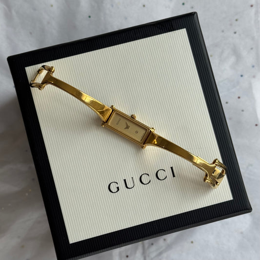 Vintage Authentic Gucci Running Gold Horsebit 1500L Watch