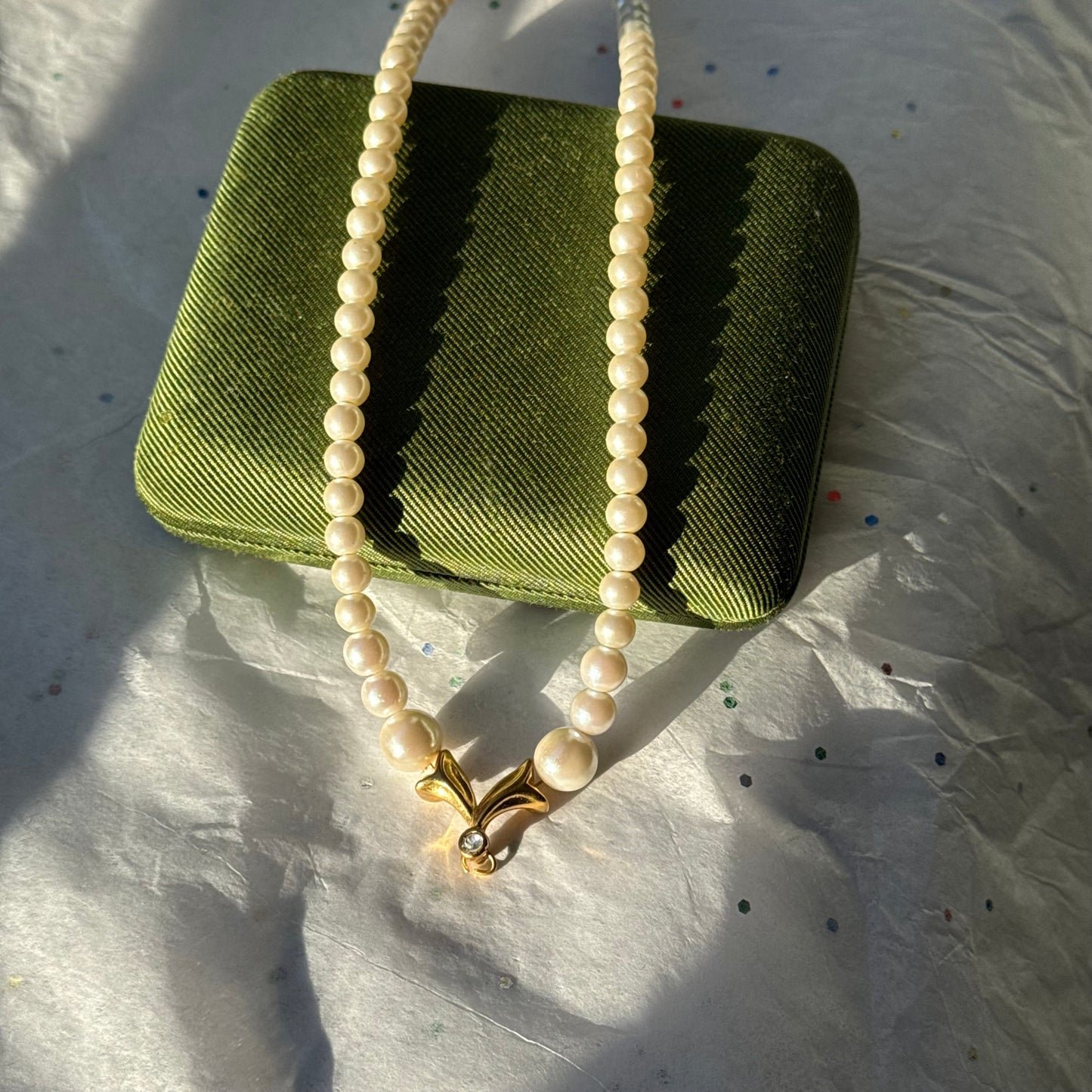Vintage Gold Pearl Necklace