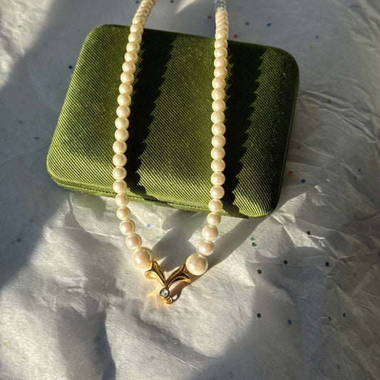 Vintage Gold Pearl Necklace