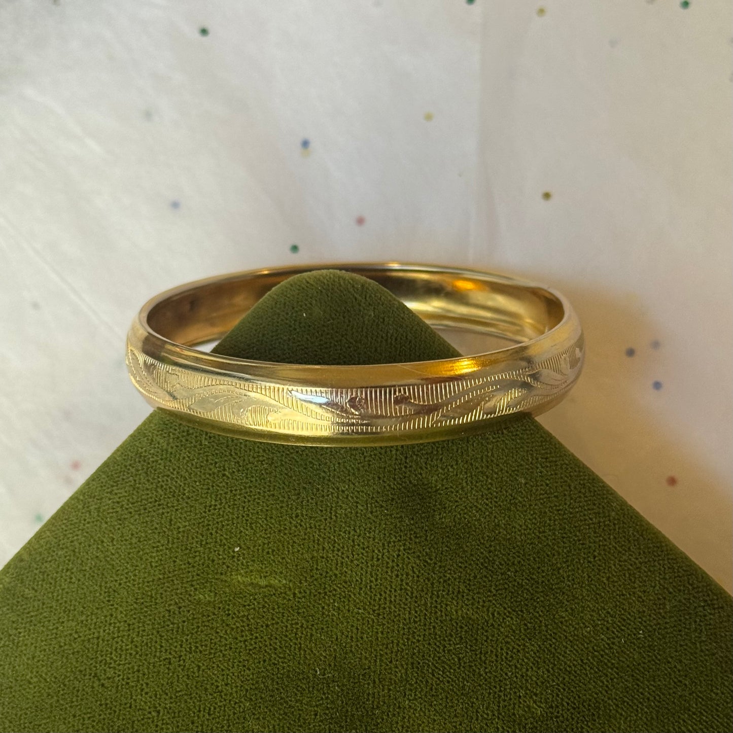 Vintage Engraved Gold Bangle Bracelet