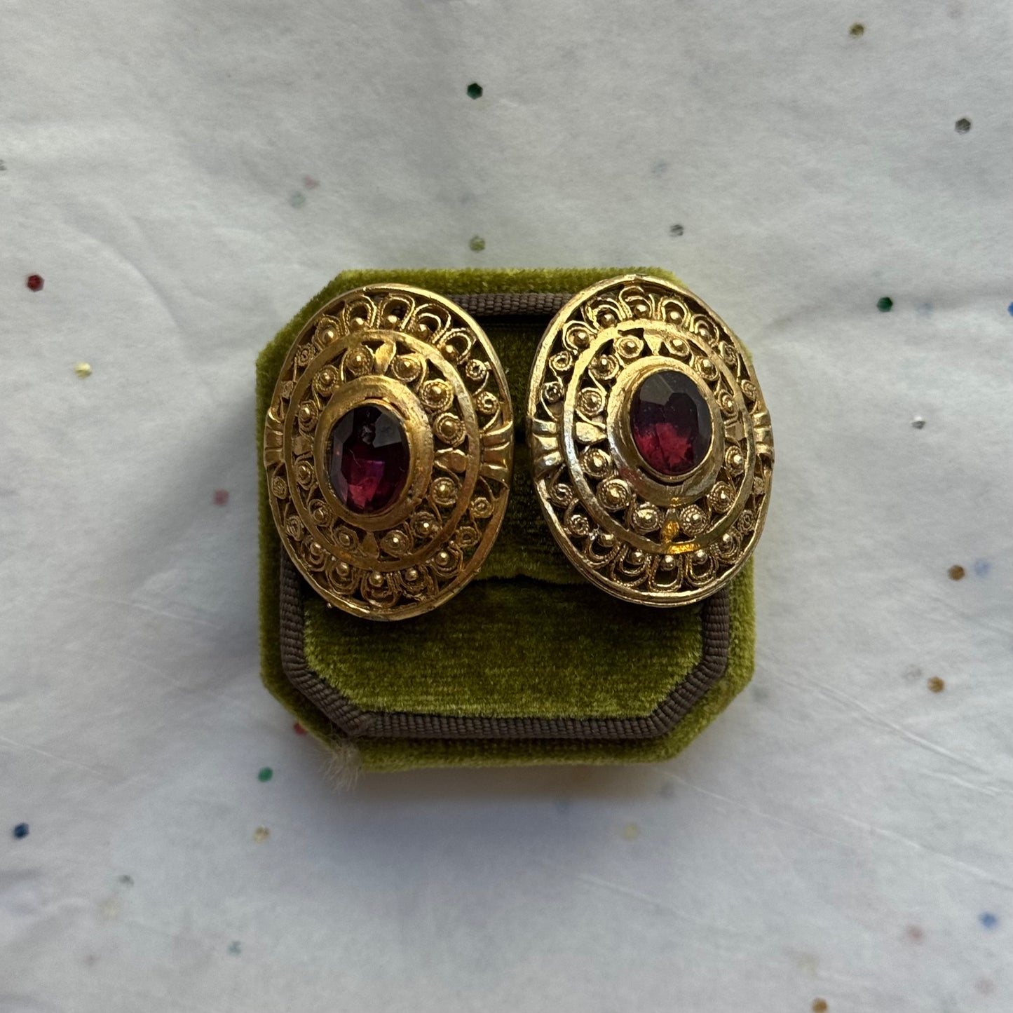 Vintage Gold Rhinestone Twist Back Earrings