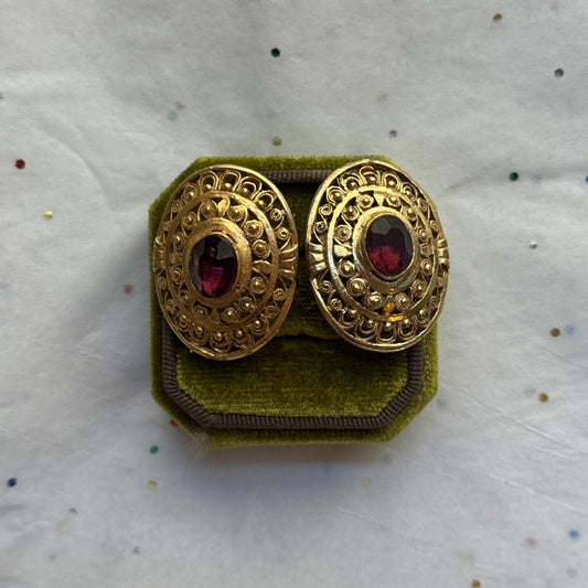 Vintage Gold Rhinestone Twist Back Earrings