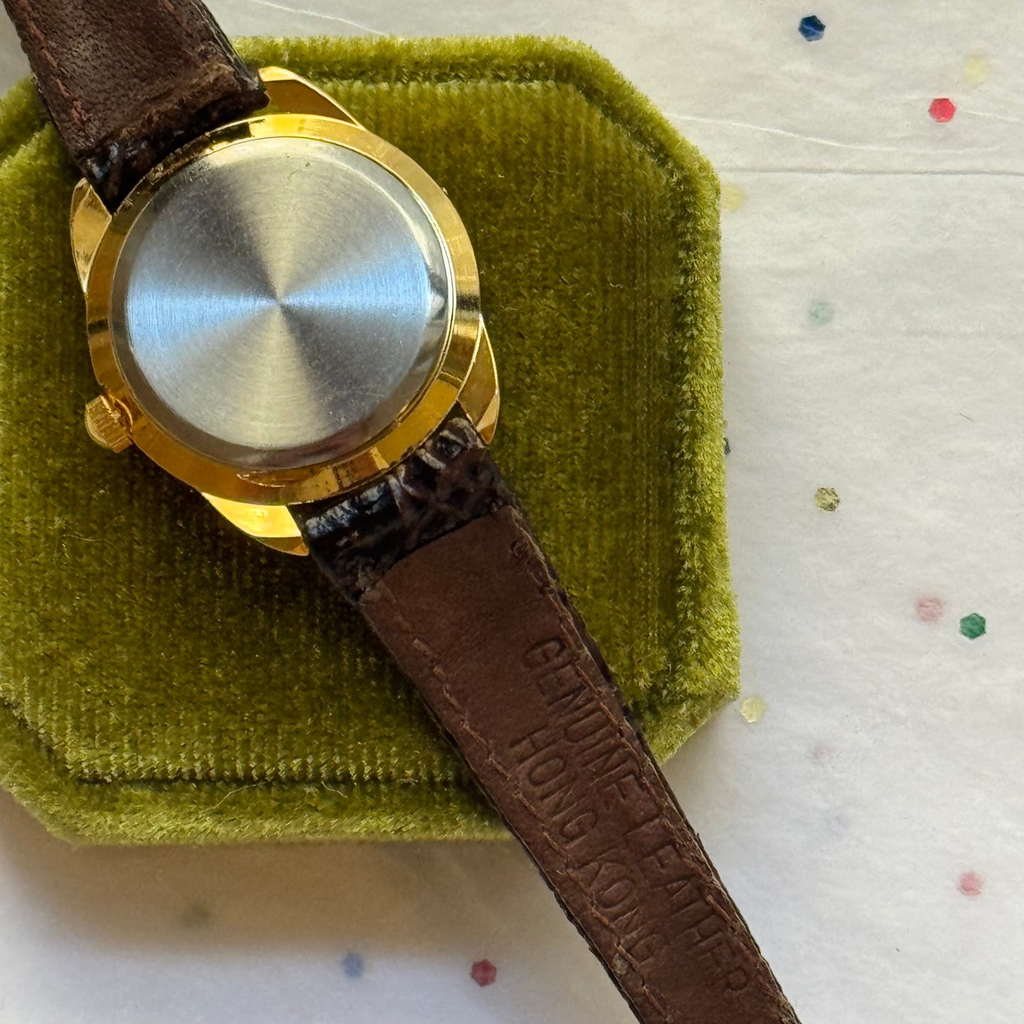 Vintage Gold & Brown Leather Watch