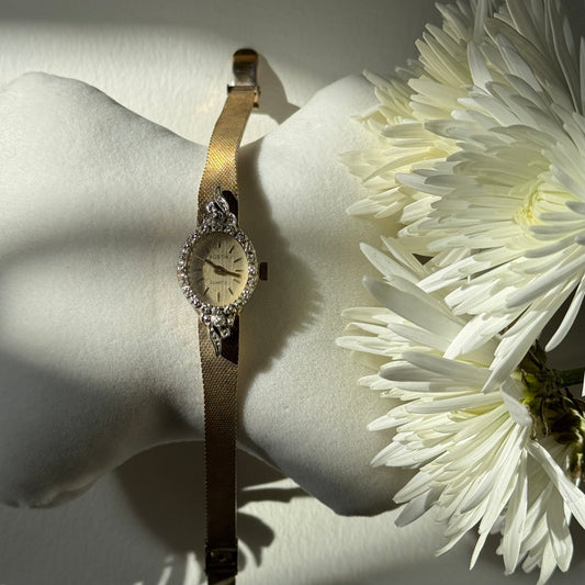 Vintage Gold Watch with Rhinestone Frame