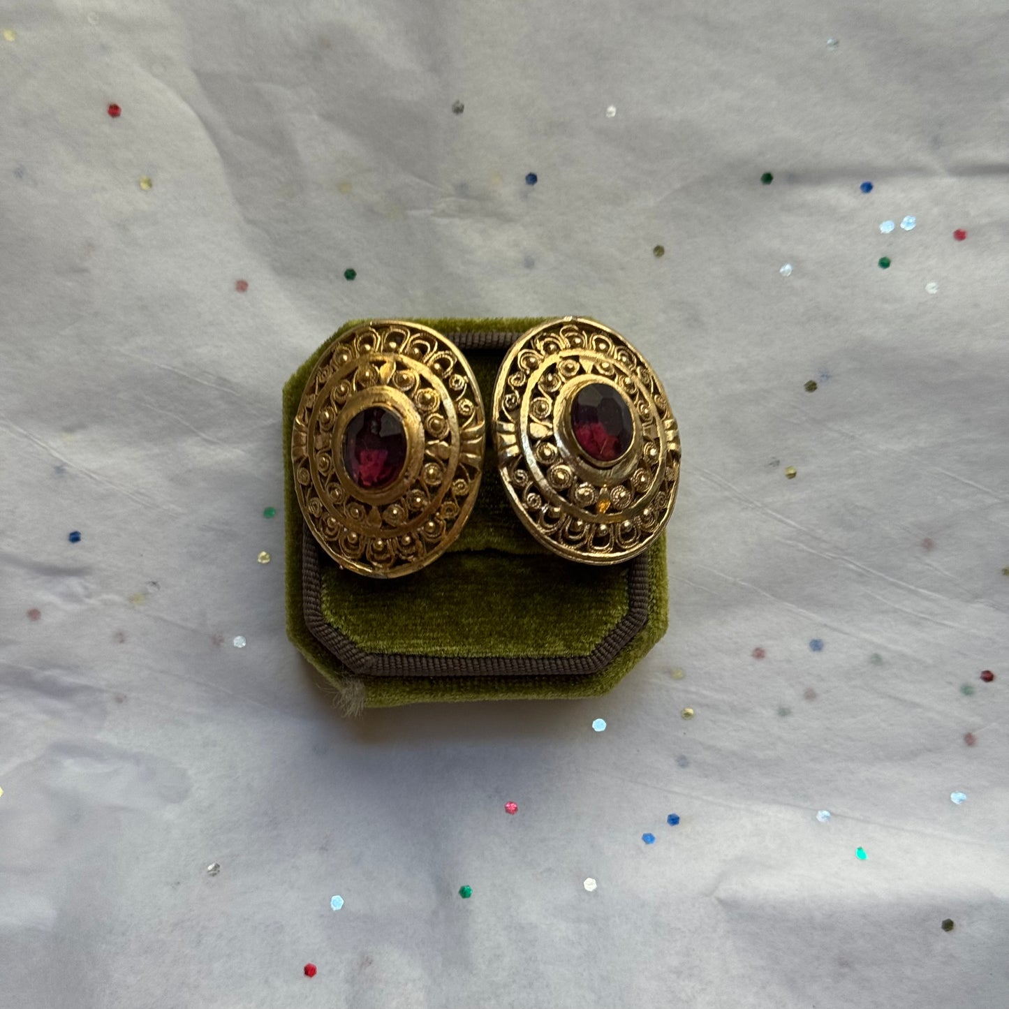 Vintage Gold Rhinestone Twist Back Earrings