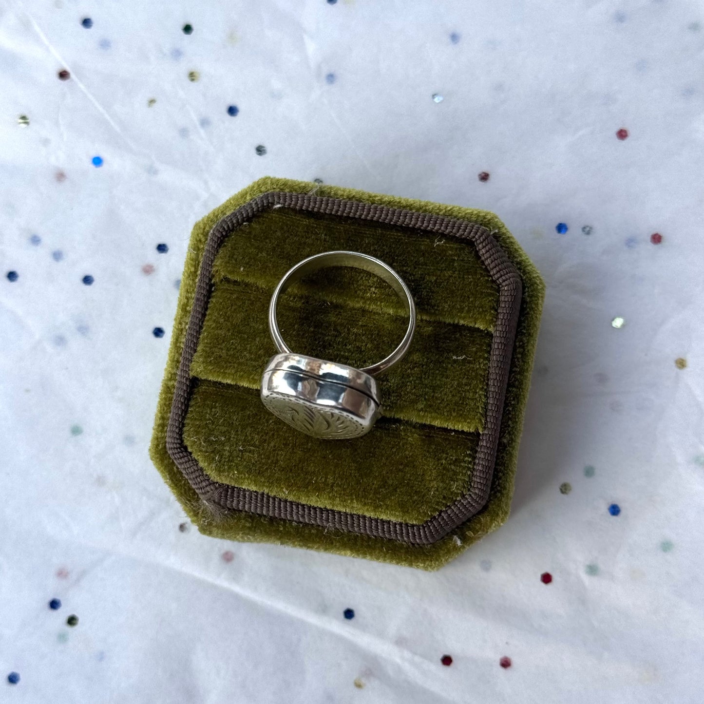 Vintage 925 Sterling Silver Heart Locket Ring