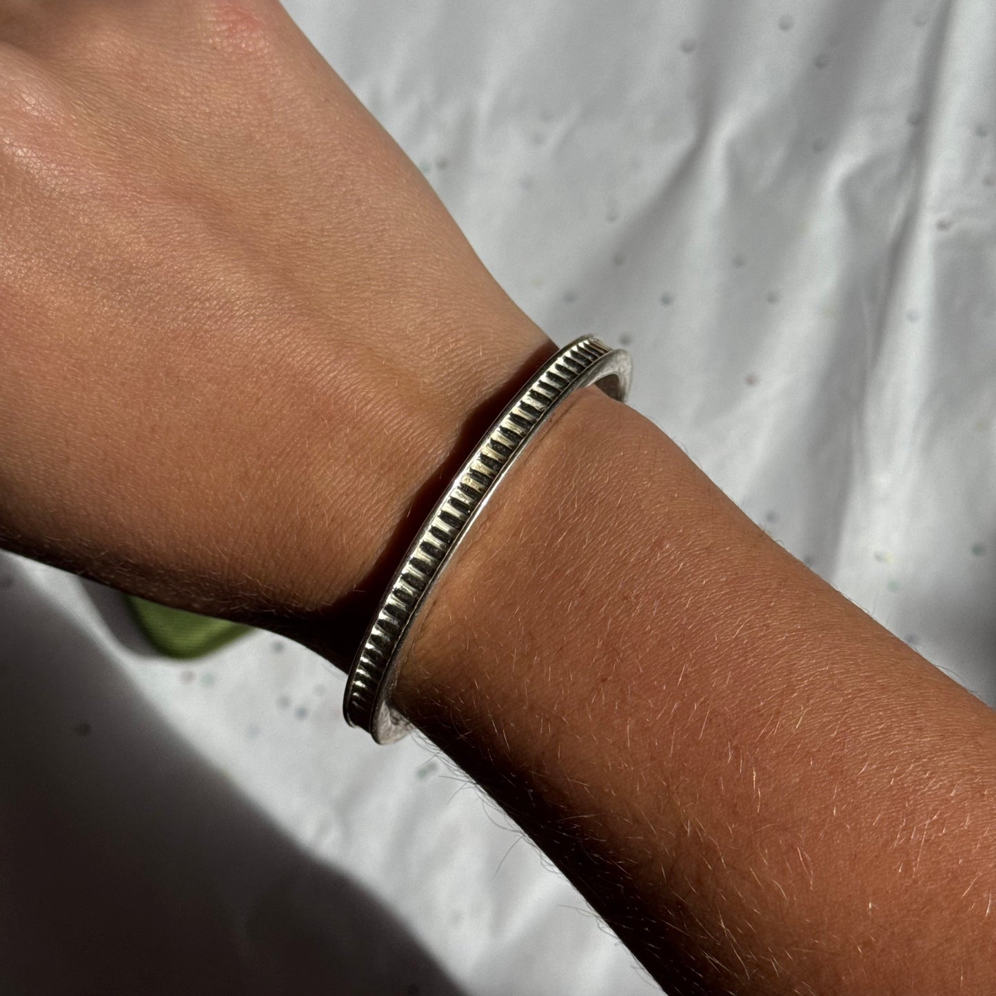 Silver Textured Cuff Bracelet