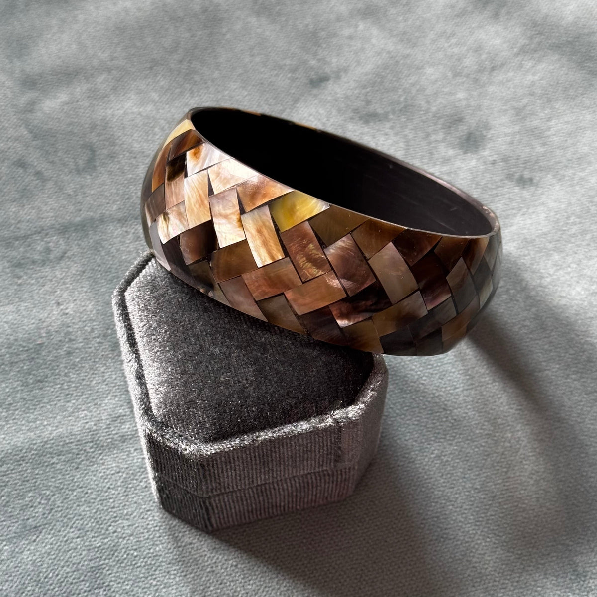 Vintage Shell Inlay Bangle Bracelet