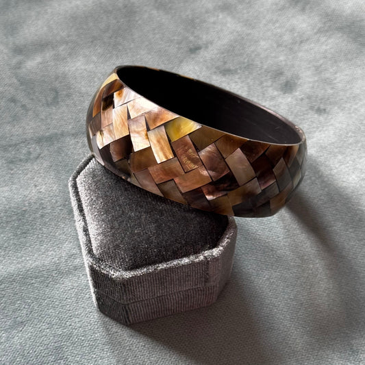 Vintage Shell Inlay Bangle Bracelet