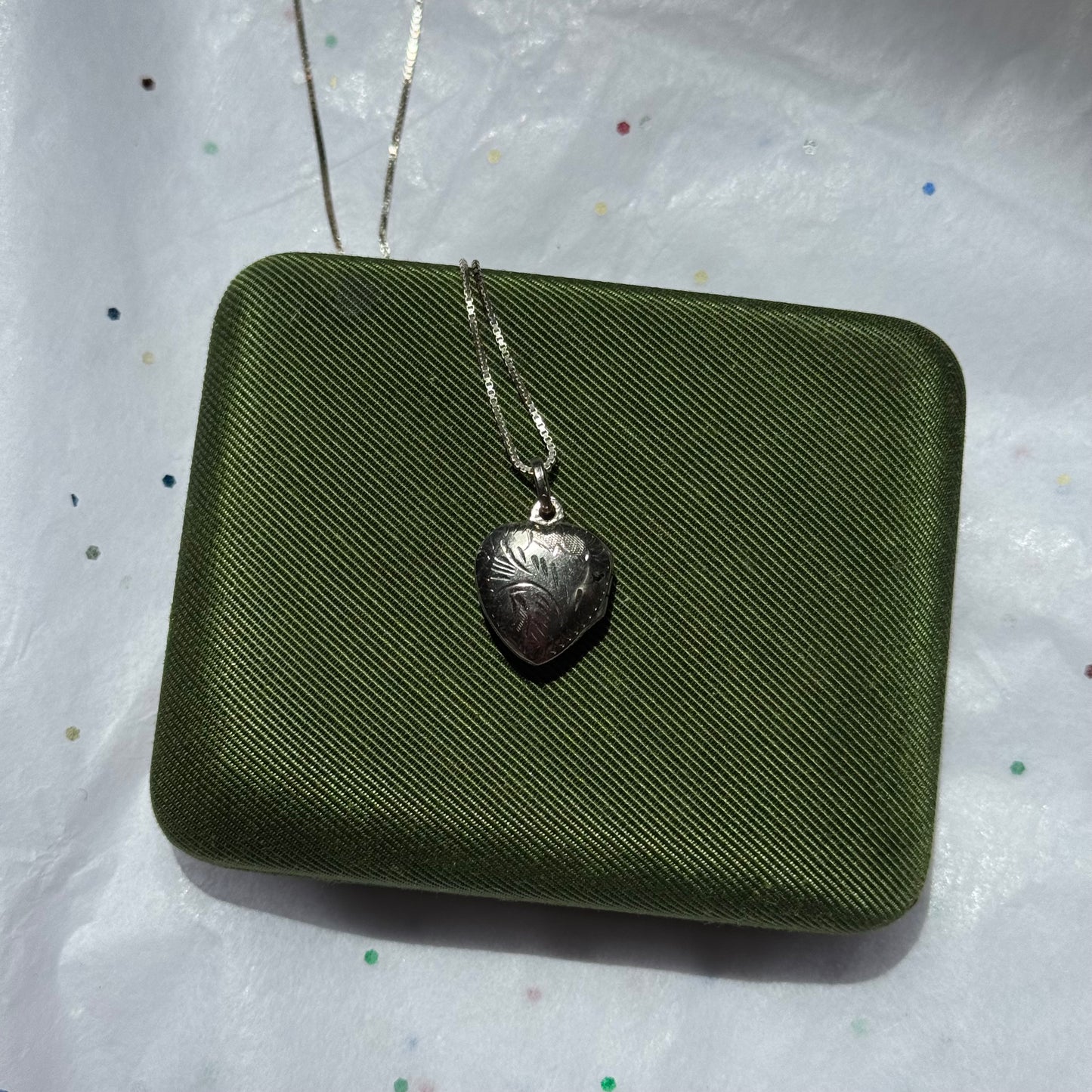 Vintage Sterling Silver Heart Locket Necklace