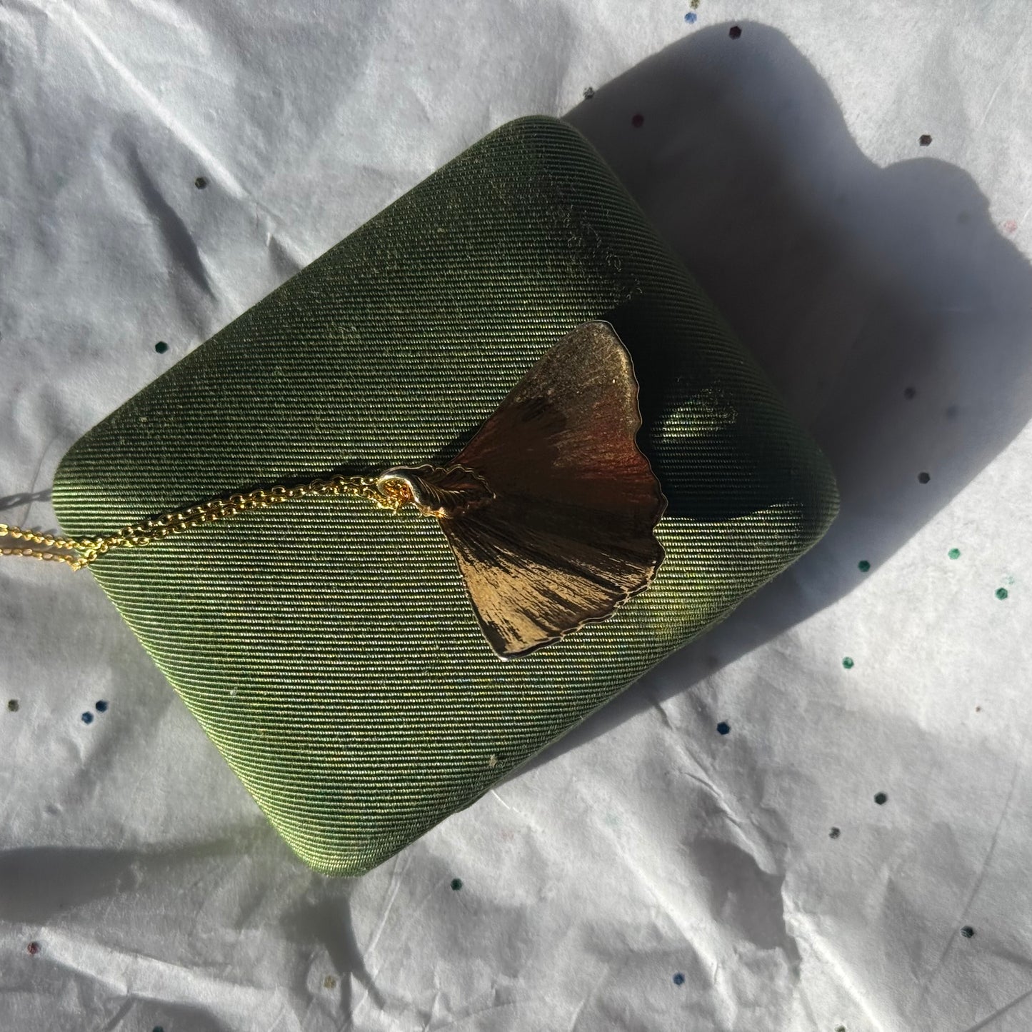 Vintage Gold Ginkgo Leaf Pendant Necklace