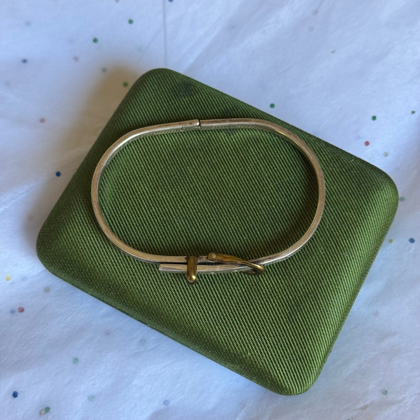 Vintage 925 Sterling and Brass Silver Belt Buckle Bangle Bracelet