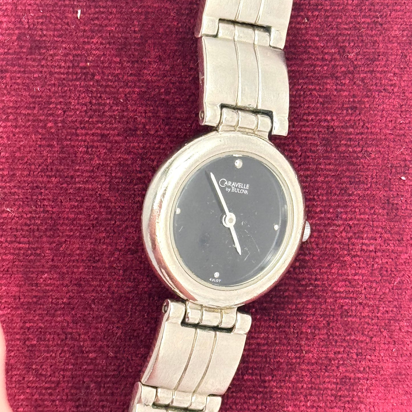 Vintage Silver Watch with Black Face