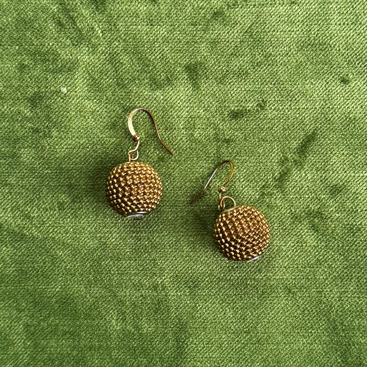 Vintage Gold Beaded Ball Earrings