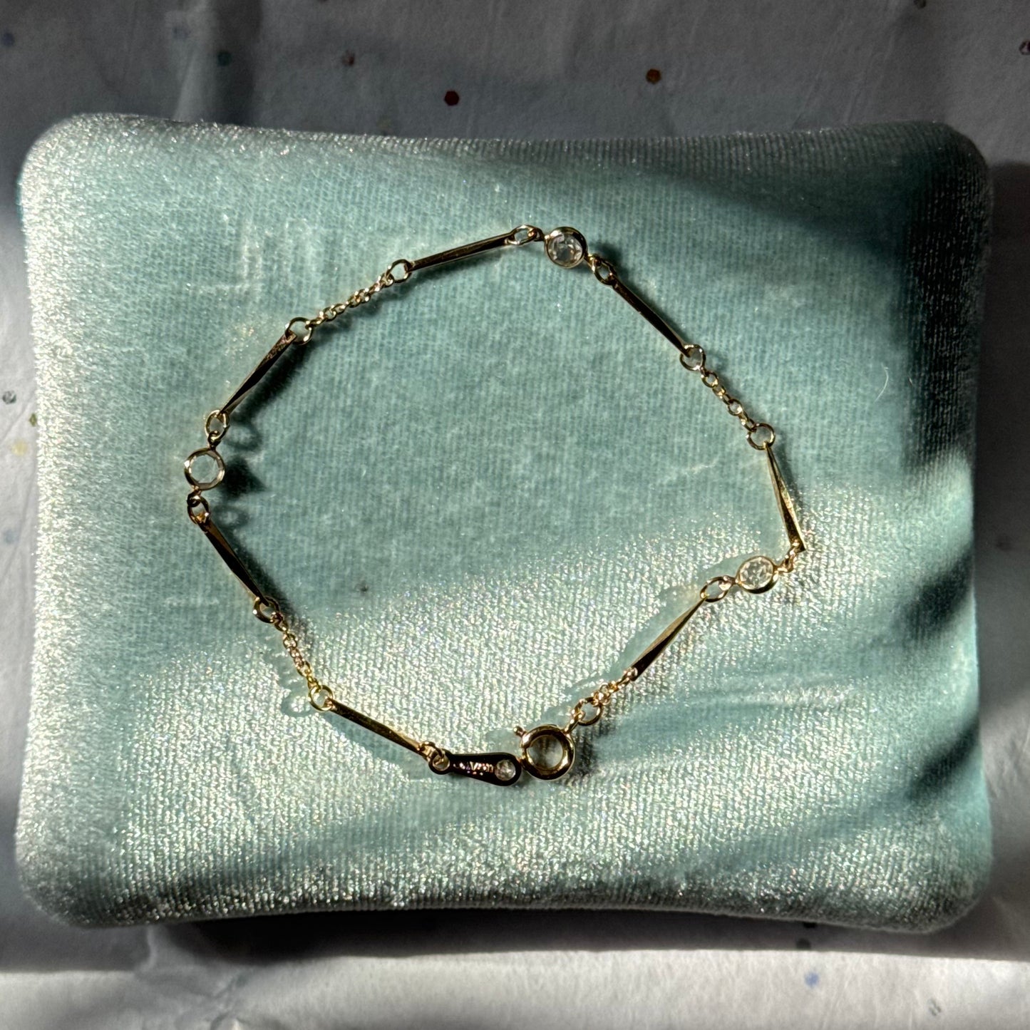 Vintage Avon Dainty Gold Chain Bracelet with Rhinestones