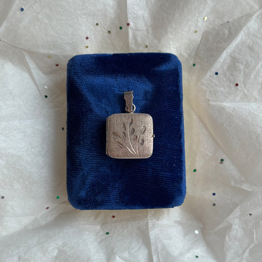 Vintage Sterling Silver Square Locket Pendant Necklace - Sourced in Paris