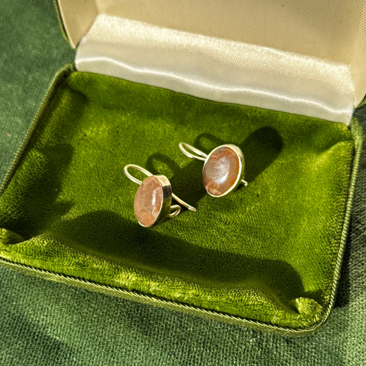Vintage Sterling Silver Natural Stone Earrings