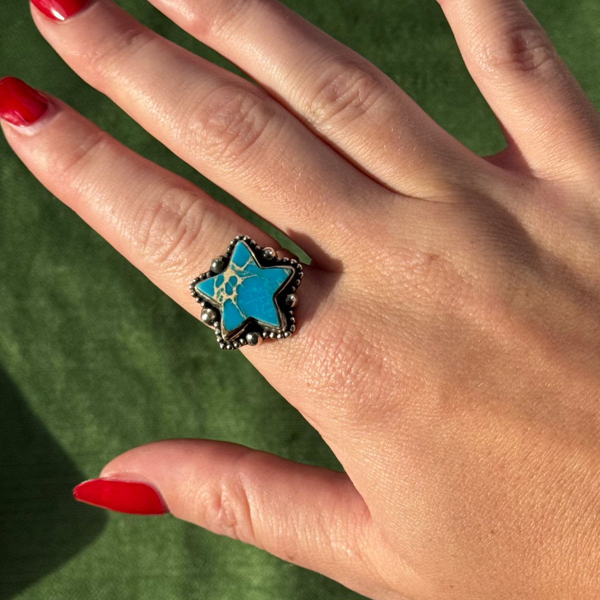 Vintage Turquoise Sterling Silver Star Ring