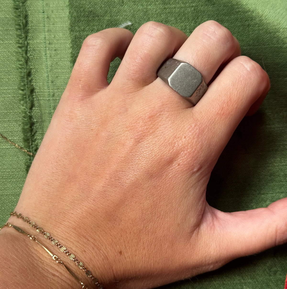 Vintage Silver Signet Pewter Ring