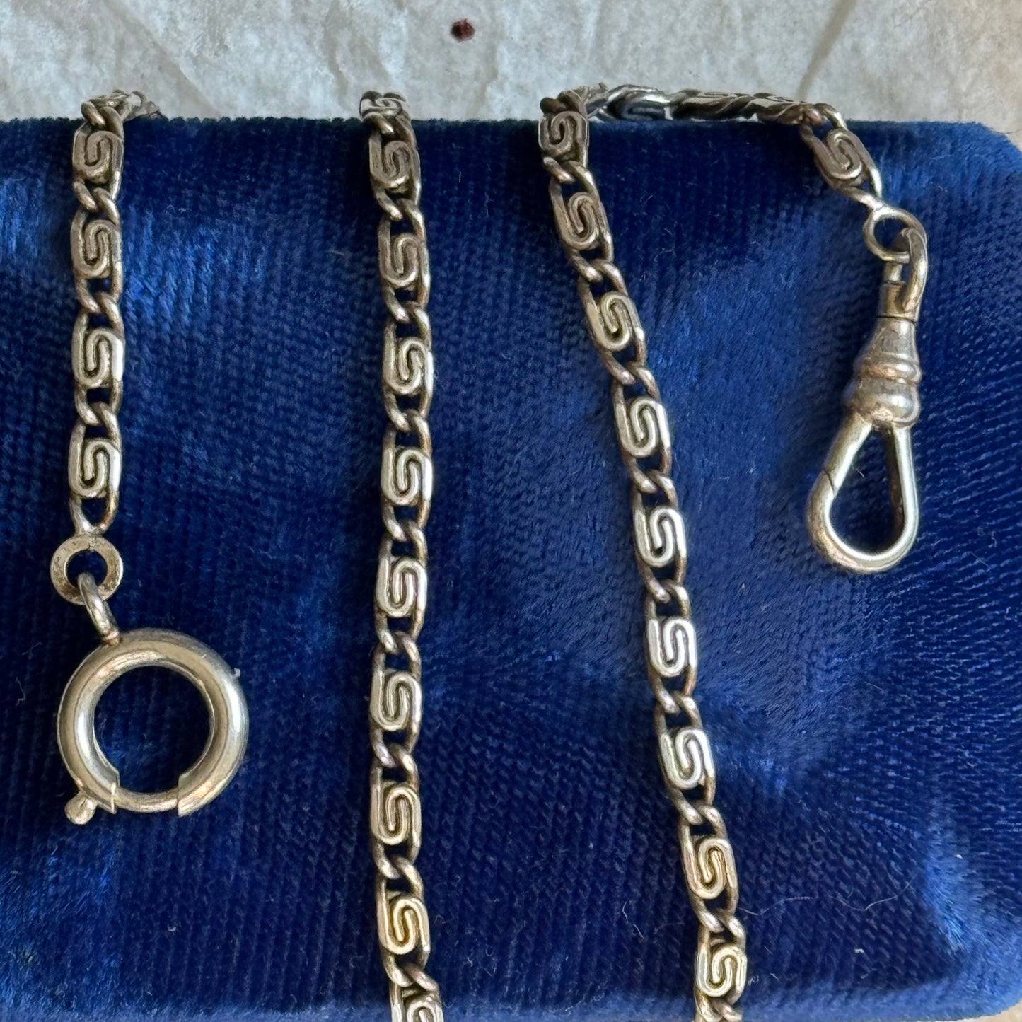 Vintage Silver Scroll Link Watch Chain - Sourced in Paris