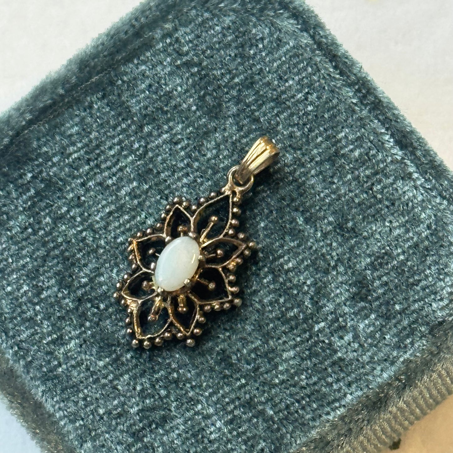 Vintage Gold-Filled Opal Filigree Pendant Necklace