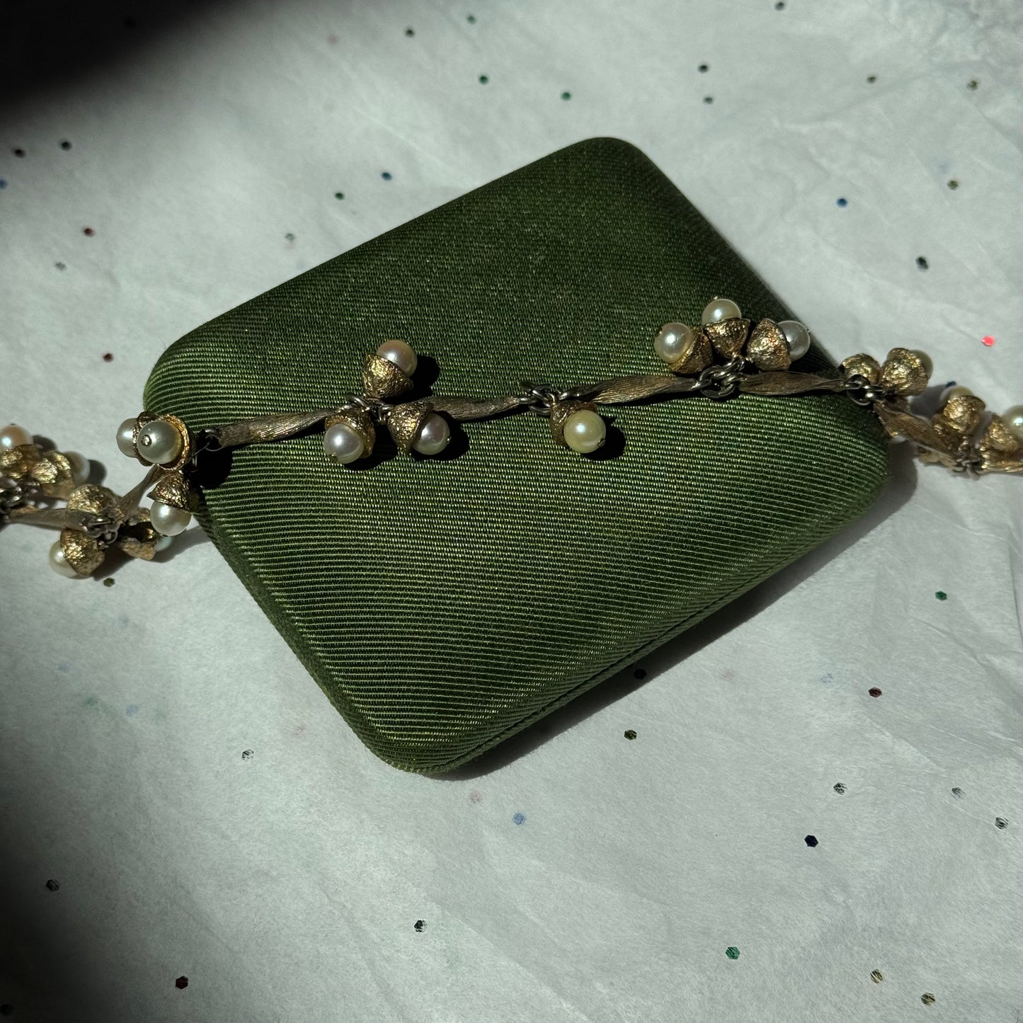 Vintage 12K Gold Filled Pearl Dangle Bracelet