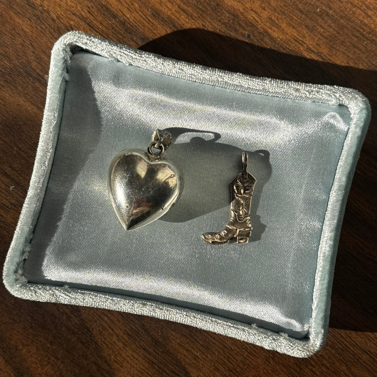 Vintage Sterling Silver Puffy Heart Jingle Pendant Charm