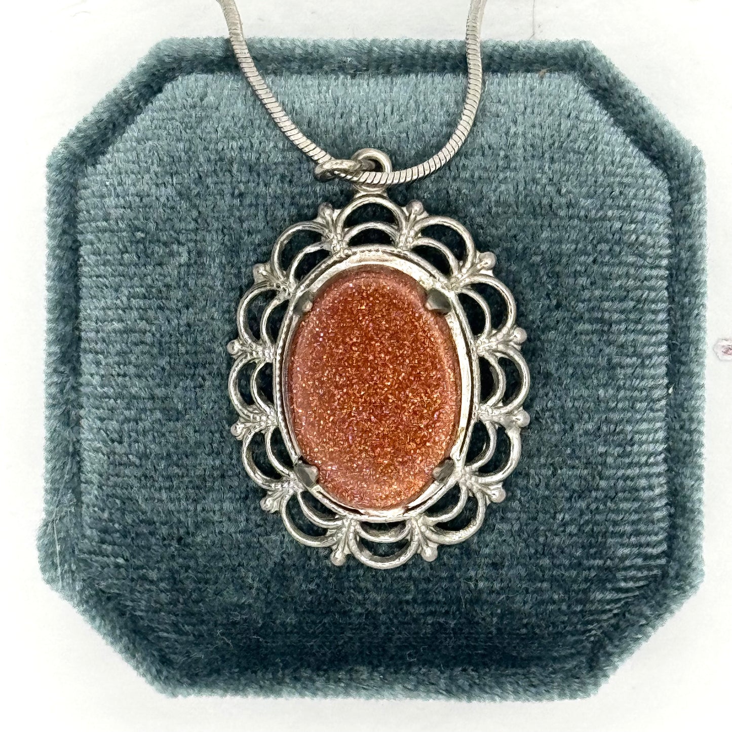 Vintage Silver Goldstone Necklace