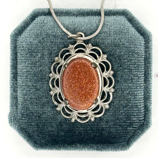 Vintage Silver Goldstone Necklace
