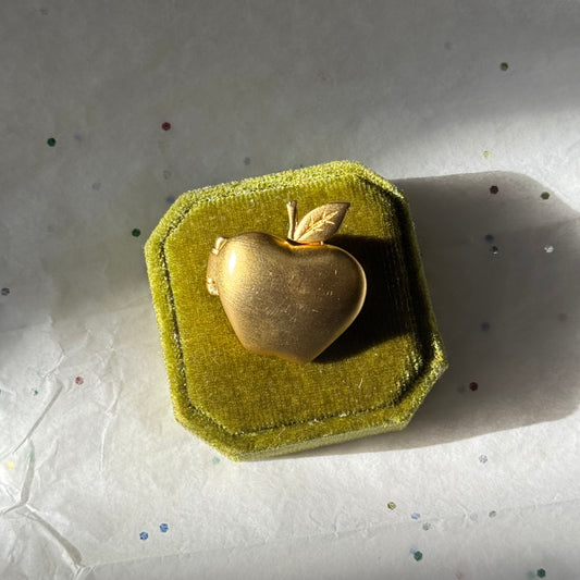 Vintage Gold Apple Locket Brooch
