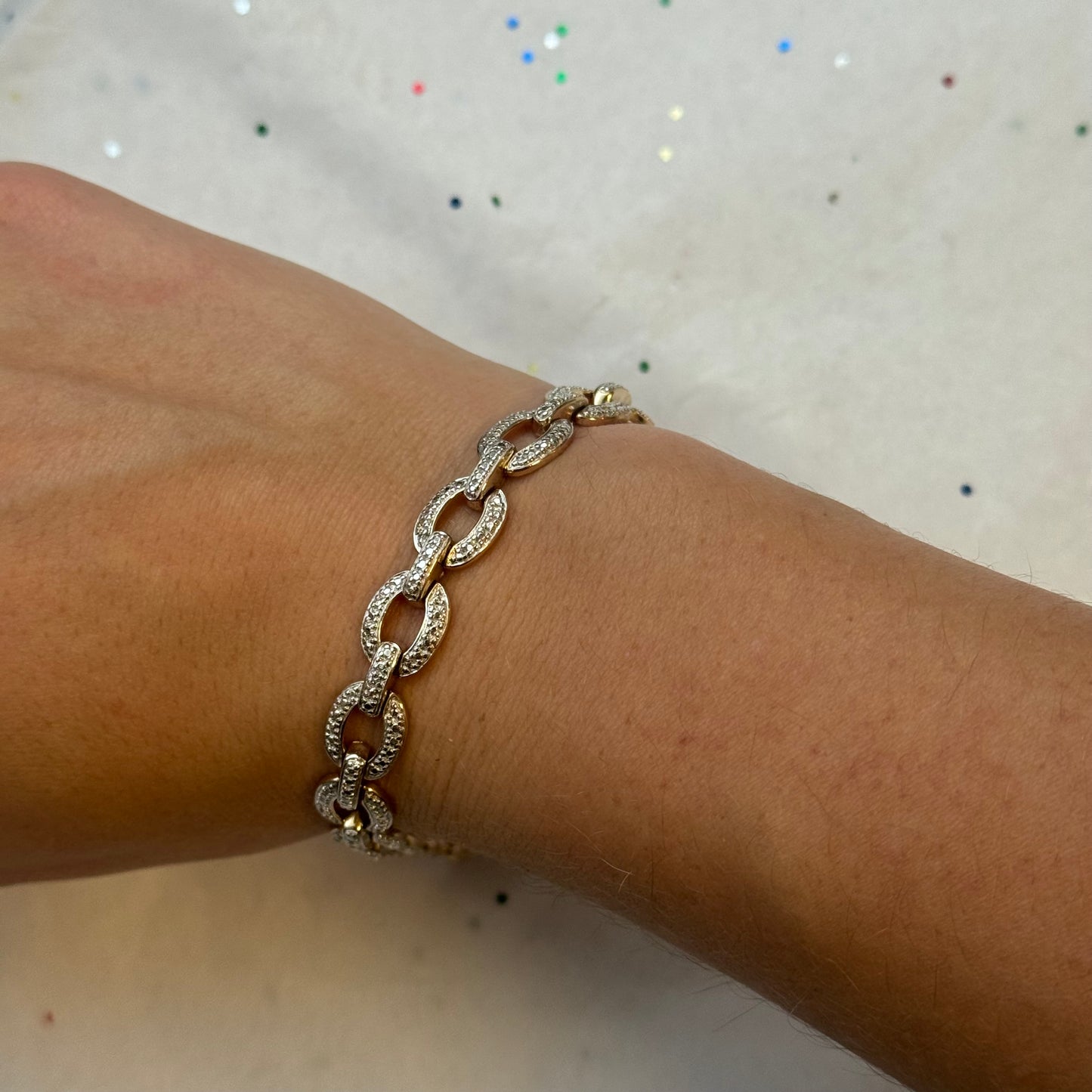 Vintage Sterling Silver Link Faux Tennis Bracelet