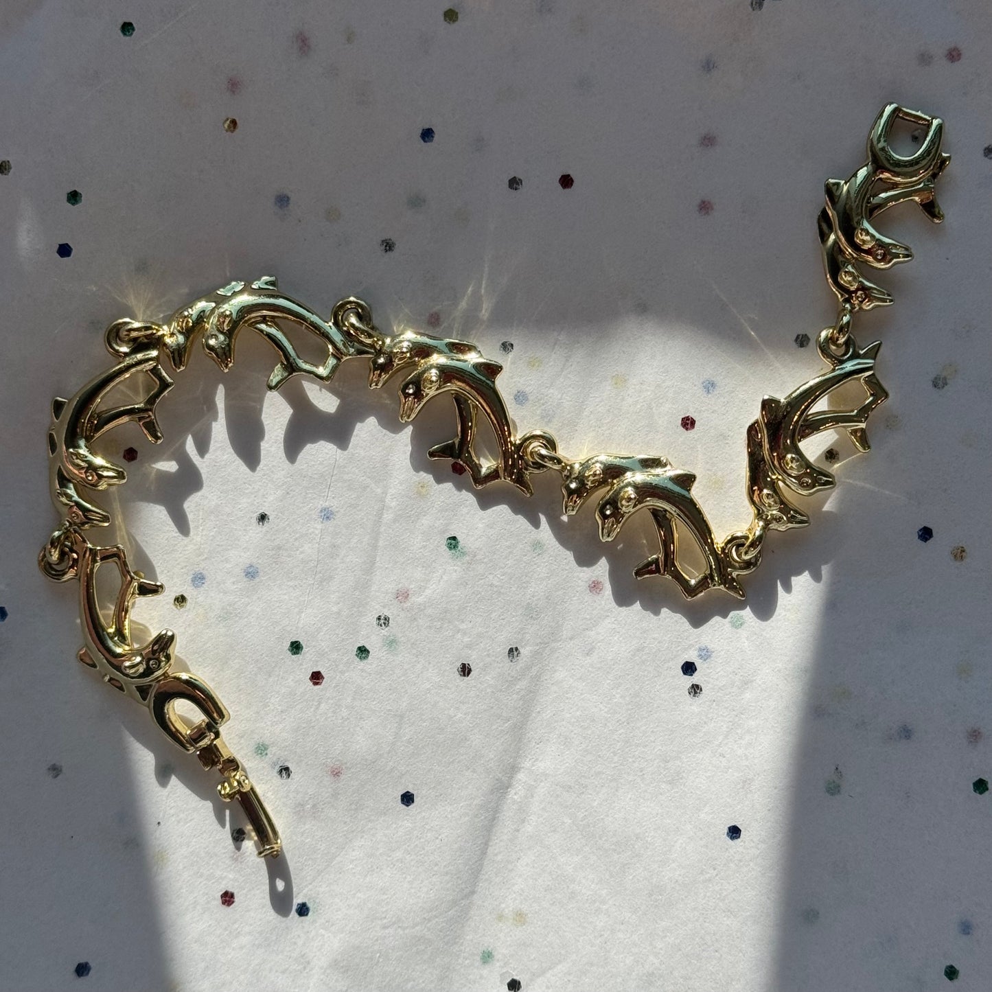 Vintage Dolphin Gold Tone Bracelet